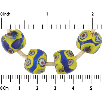 Old African trade beads round banded Millefiori Venetian glass beads Ghana trade - Tribalgh