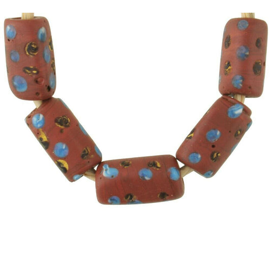 Old African trade beads antique Venetian glass rectangular lampwork wound - Tribalgh