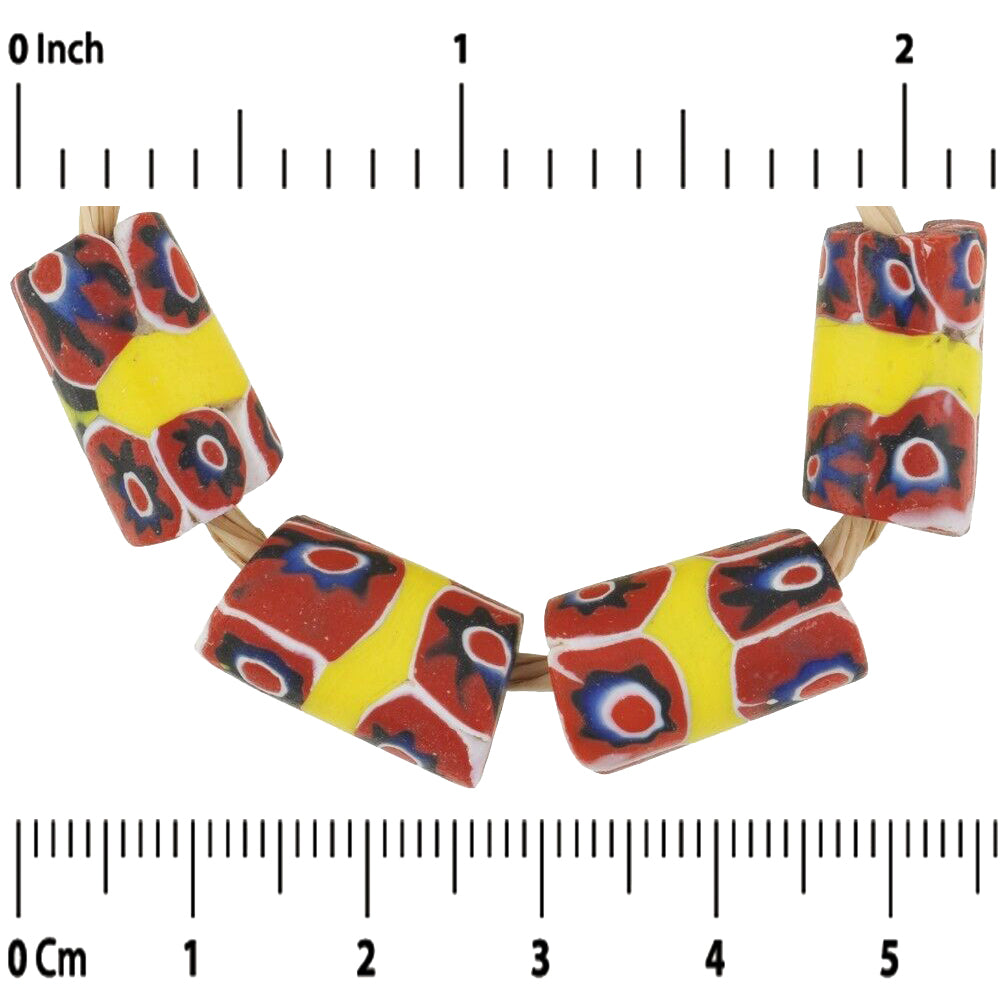 Old African trade beads banded Millefiori Venetian glass beads Murano mosaic - Tribalgh