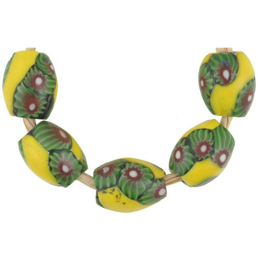 Antique Venetian glass beads old millefiori oval African trade jewelry supplies - Tribalgh