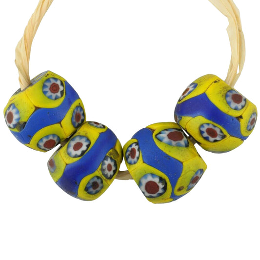 African trade beads old round banded Millefiori Venetian glass beads Ghana trade - Tribalgh