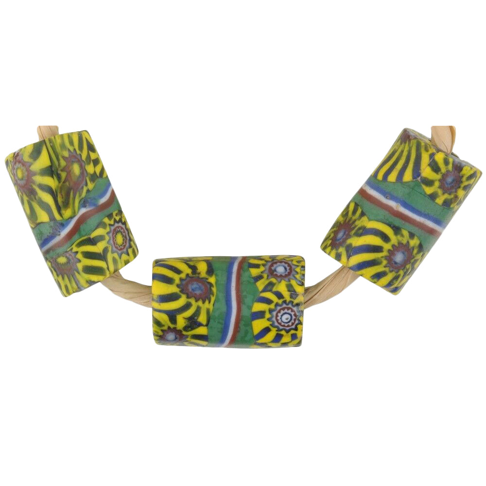 Alte afrikanische Handelsperlen Millefiori Venezianische Glasperlen gebändertes Murano-Mosaik - Tribalgh