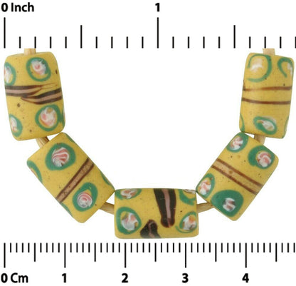 Old African trade beads banded Eye Venetian glass beads yellow Fancy Ghana trade - Tribalgh
