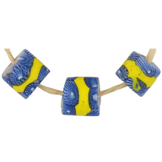 Old African trade beads banded Millefiori Venetian glass beads Murano mosaic - Tribalgh