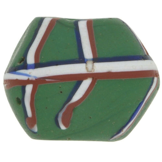 African trade bead old Venetian bicone green King wound glass bead lampwork rare - Tribalgh