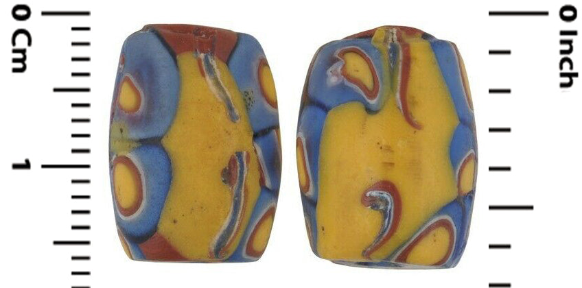 African trade beads old oval millefiori Venetian glass Murano mosaic - Tribalgh