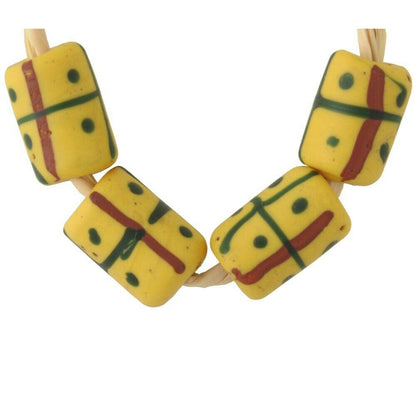 Old African trade beads yellow Eye Venetian wound glass beads Fancy lampwork - Tribalgh