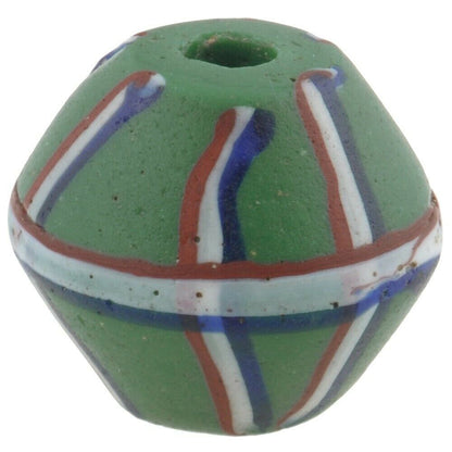 Antique African trade bead old King Venetian glass bicone green wound lampwork - Tribalgh