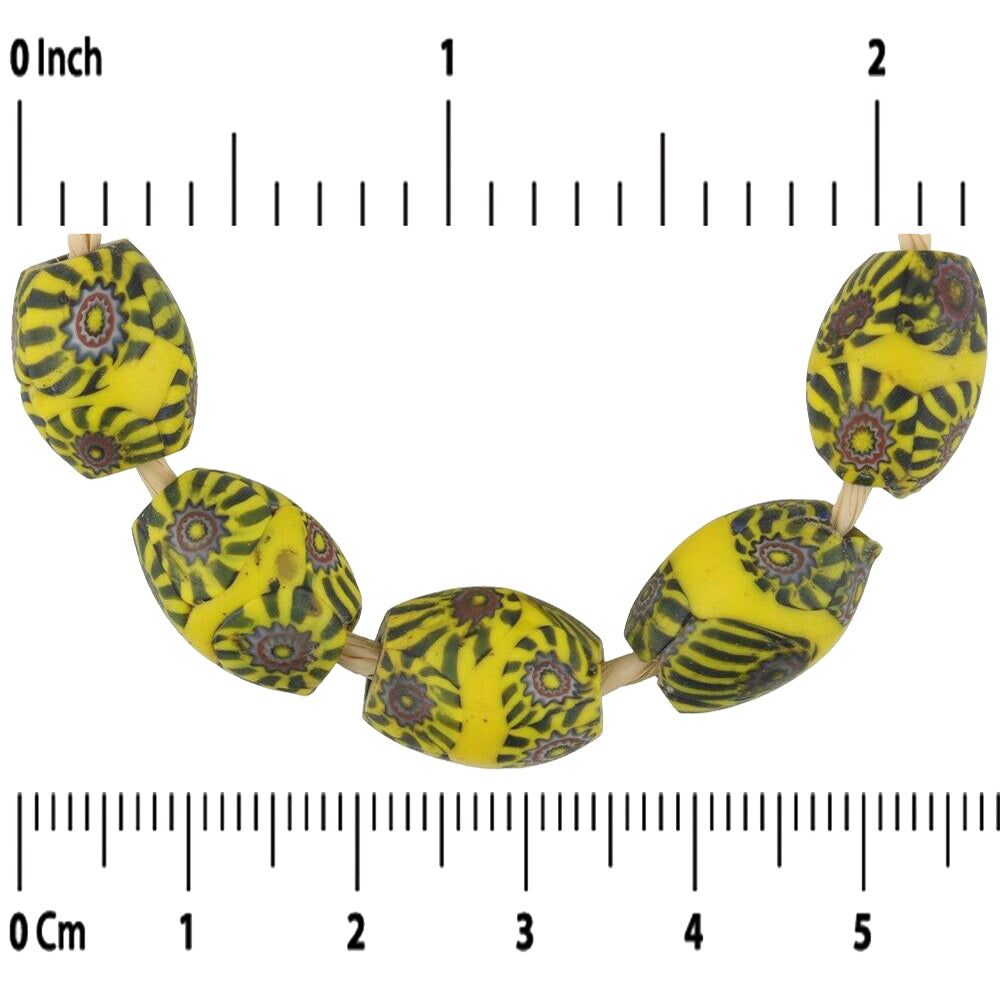 African trade beads old oval Millefiori Venetian glass beads banded Murano glass - Tribalgh