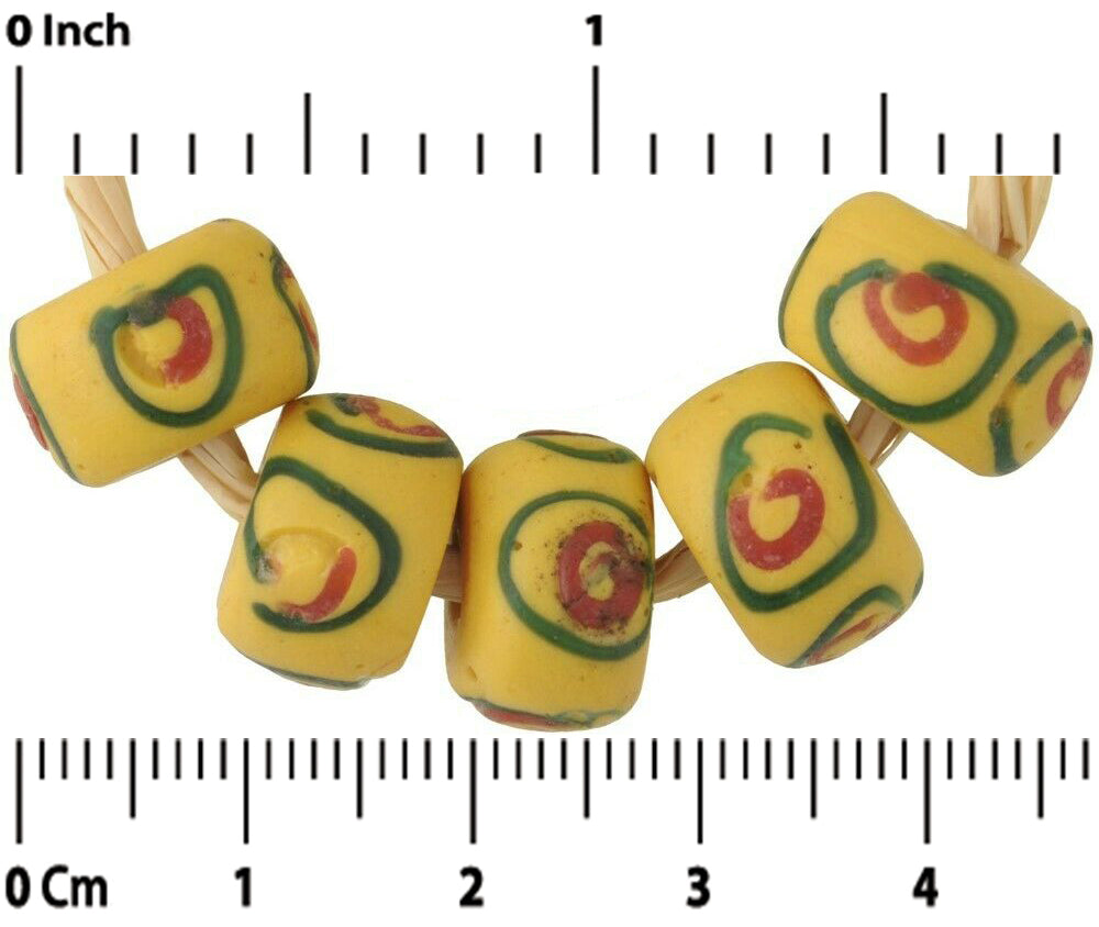 West African Trade Beads Yellow Eye Old Venetian Glass Beads Fancy Lampwork - alternate view