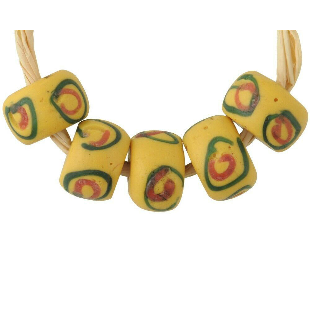 West African Trade Beads Yellow Eye Old Venetian Glass Beads Fancy Lampwork