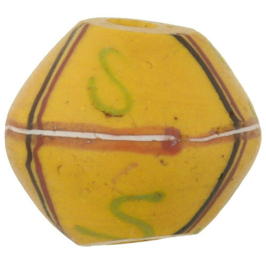 African trade bead antique King Venetian glass bead yellow bicone lampwork Ghana - Tribalgh