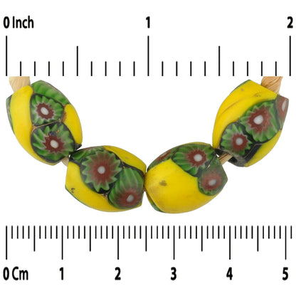Antique Oval Venetian Millefiori Trade Beads - African Mosaic Glass - alternate view