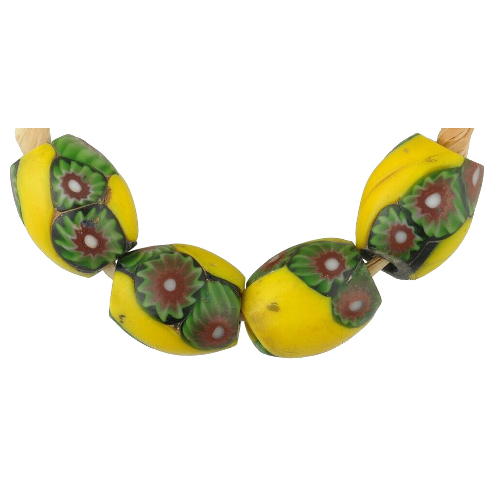 Antique Oval Venetian Millefiori Trade Beads - African Mosaic Glass