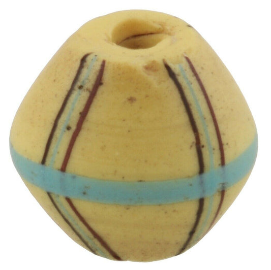 Ancienne perle de commerce africaine jaune King perle de verre vénitien bicône au chalumeau Ghana - Tribalgh