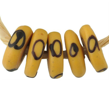 Σπάνιες αφρικανικές χάντρες εμπορίου παλιές κίτρινες ζεν βενετσιάνικες γυάλινες χάντρες δίσκοι αποστάτες μεγάλοι - Tribalgh