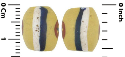Rare African Trade Beads Antique Oval Millefiori Venetian Glass Beads Old Mosaic - close-up