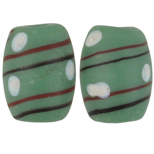 Antique Venetian glass beads African trade old wound lampwork Fancy Eye - Tribalgh