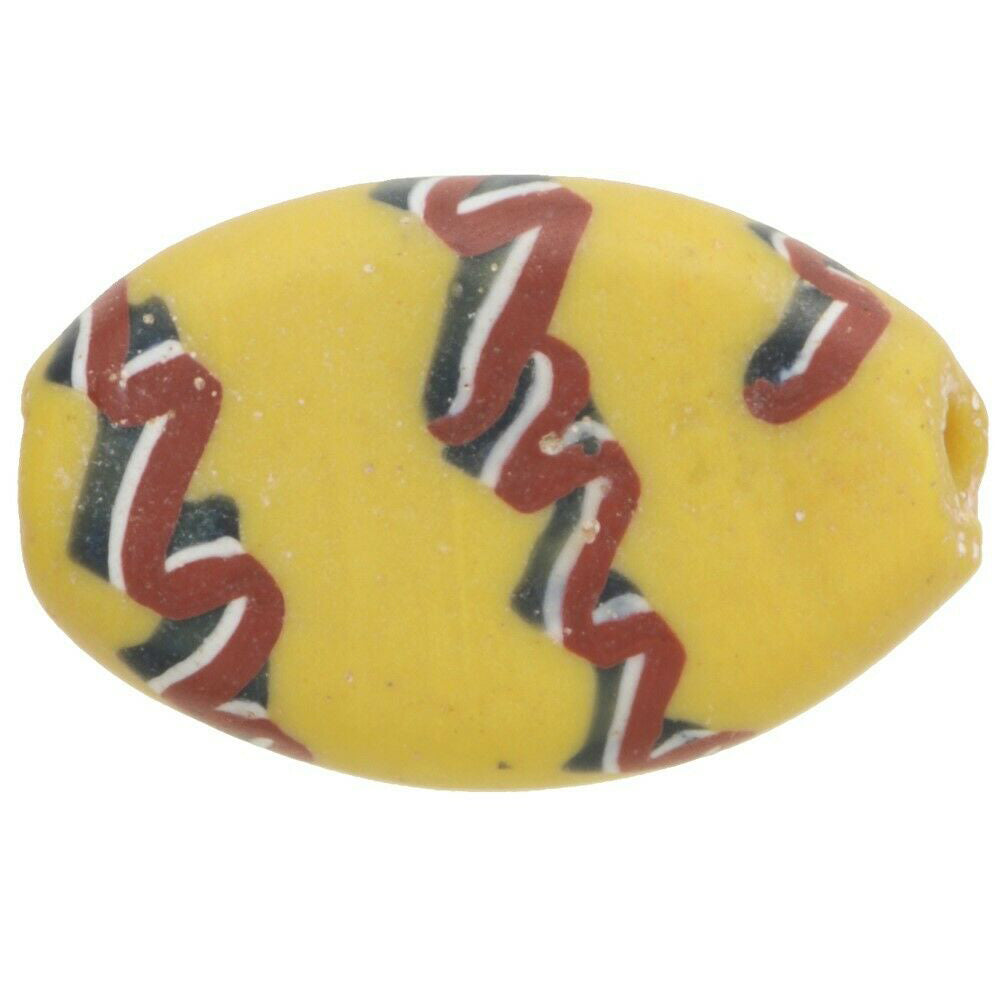 Antique Tabular "Fancy" Venetian Glass Trade Bead With Trail Decoration