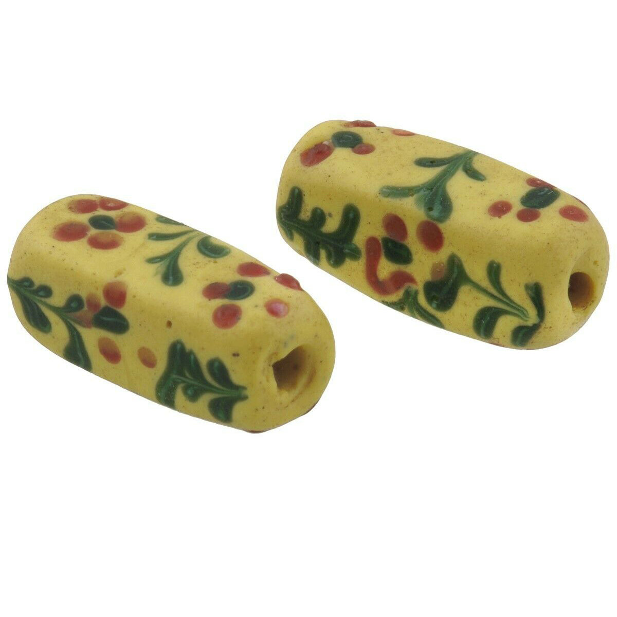 Antique African trade beads Venetian glass lampwork Floral - Tribalgh