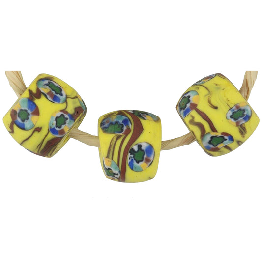 Αφρικανικές εμπορικές χάντρες αντίκες στρογγυλό μωσαϊκό από βενετσιάνικο γυαλί Murano Millefiori - Tribalgh
