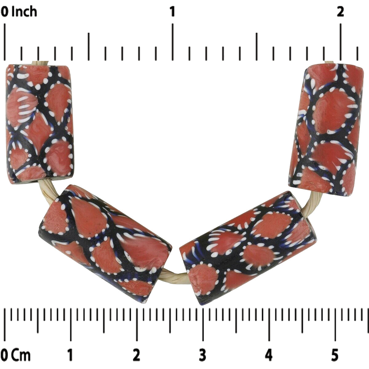 African Trade Beads Antique Millefiori Venetian Glass Murano Mosaic - enhanced texture view