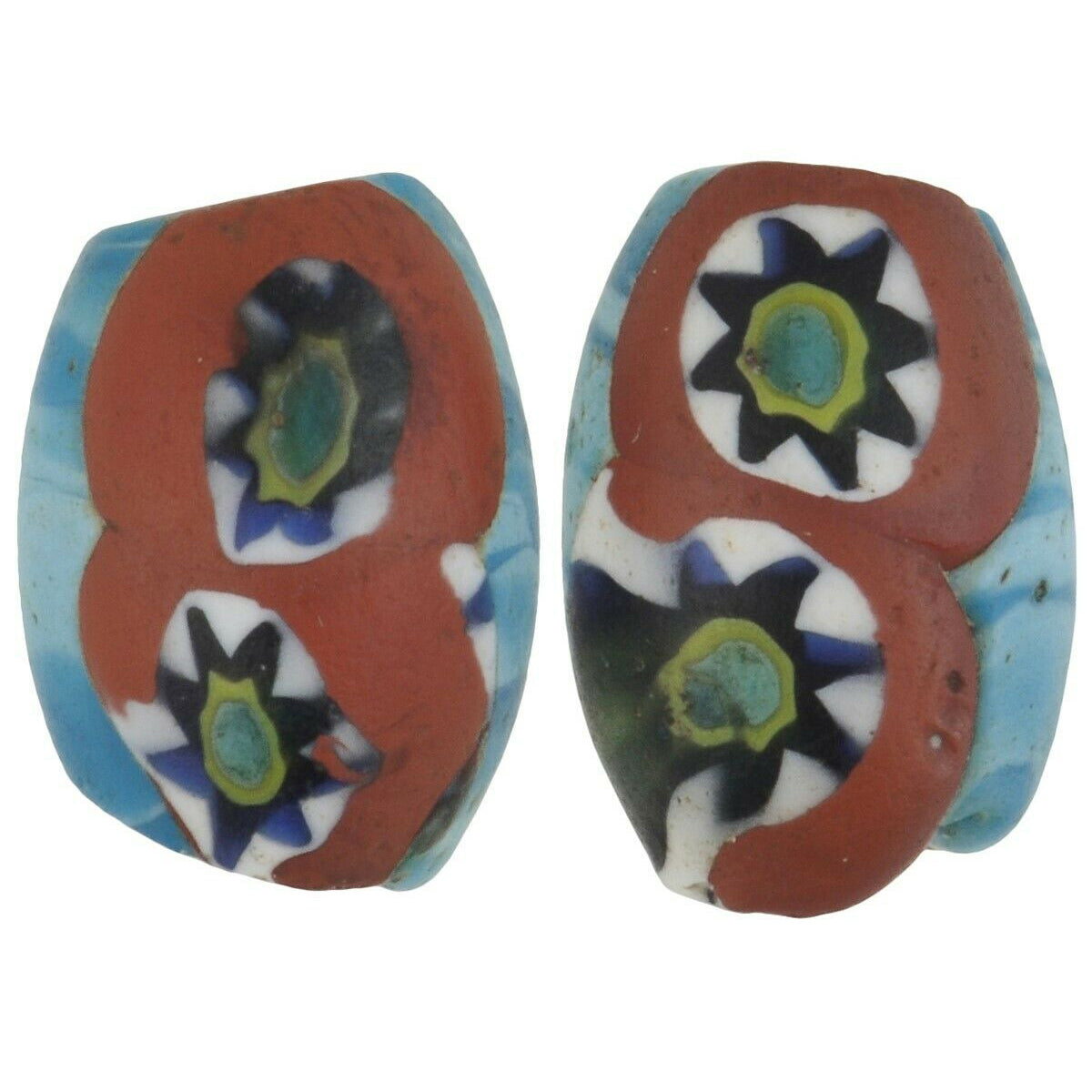 African trade beads antique oval Millefiori Venetian glass mosaic - Tribalgh