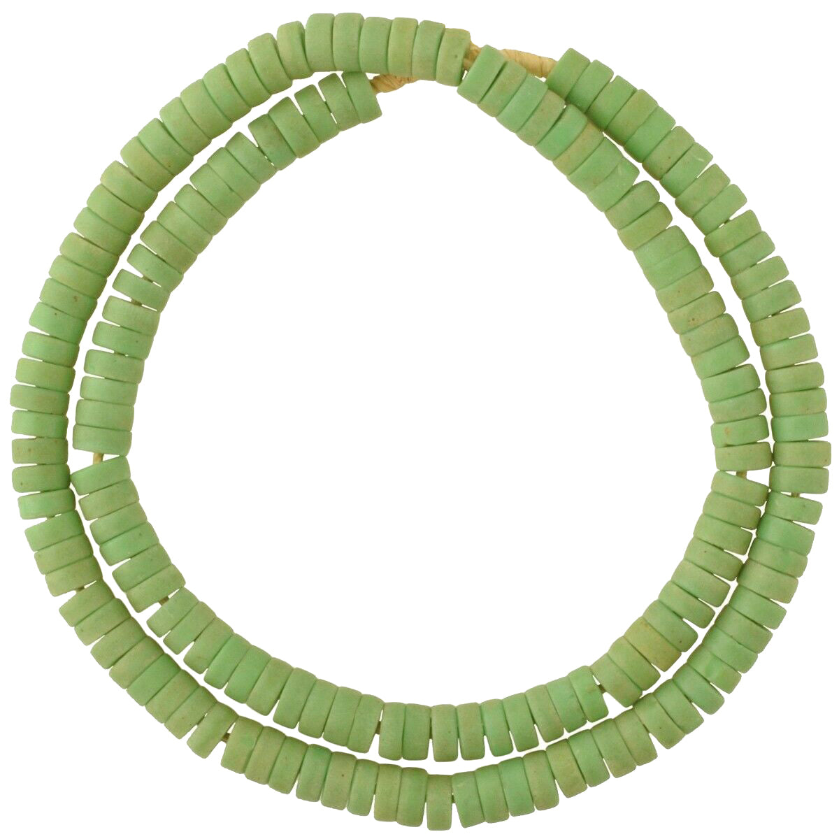 African trade beads green disks old Czech Bohemian glass beads spacers necklace - Tribalgh