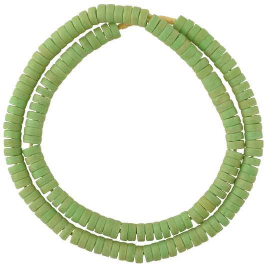 African trade beads green disks old Czech Bohemian glass beads spacers necklace - Tribalgh