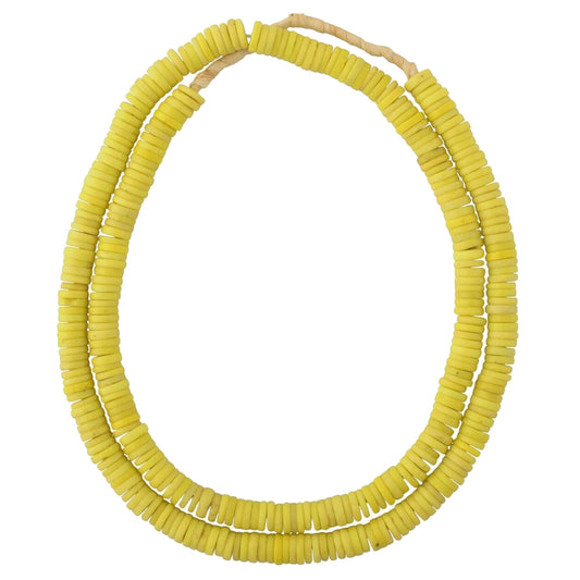 Vecchie perle commerciali africane Collana di distanziatori di dischi gialli cechi di Boemia perline di vetro - Tribalgh