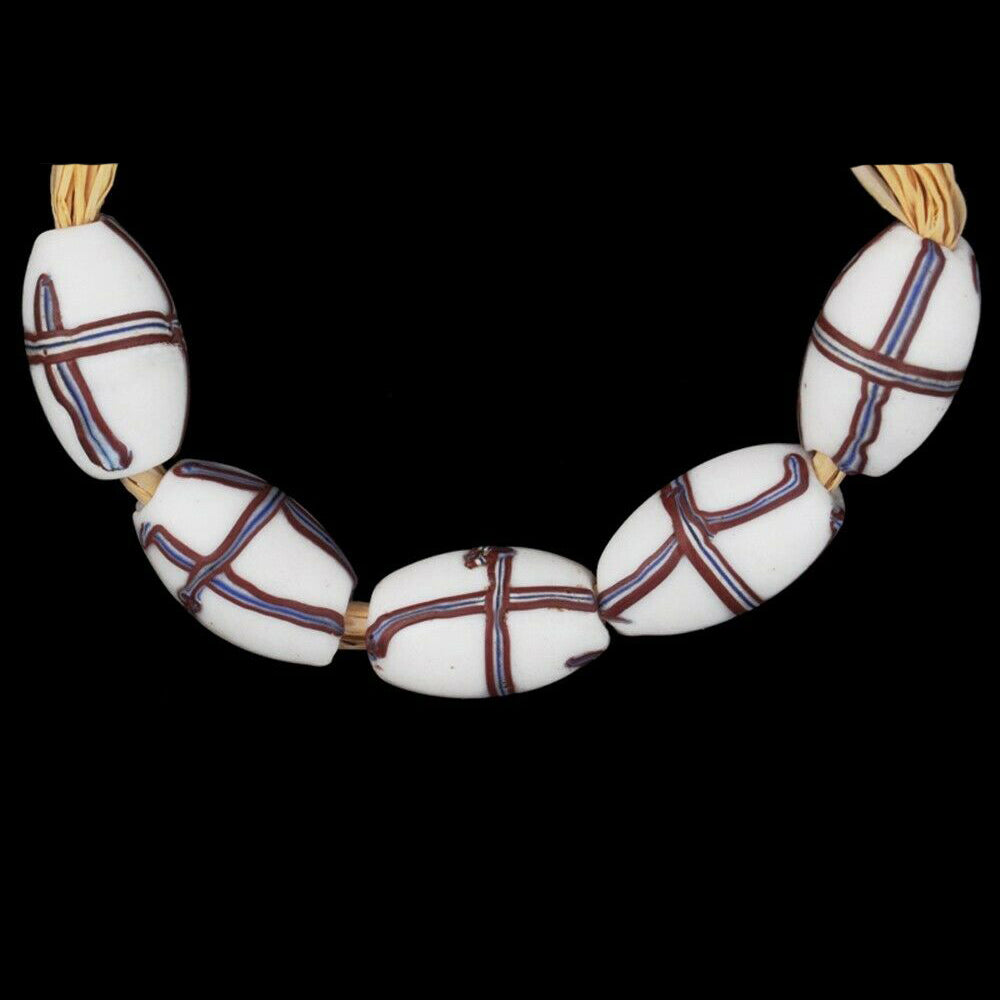 Αντίκες αφρικανικές εμπορικές χάντρες λευκό γαλλικό σταυρό βενετσιάνικο φωτιστικό - Tribalgh