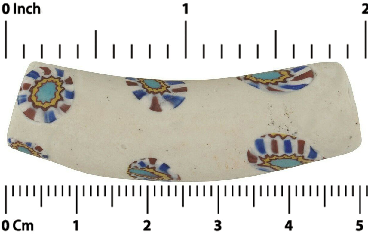 Antique African trade bead elbow Millefiori Venetian glass Murano - Tribalgh