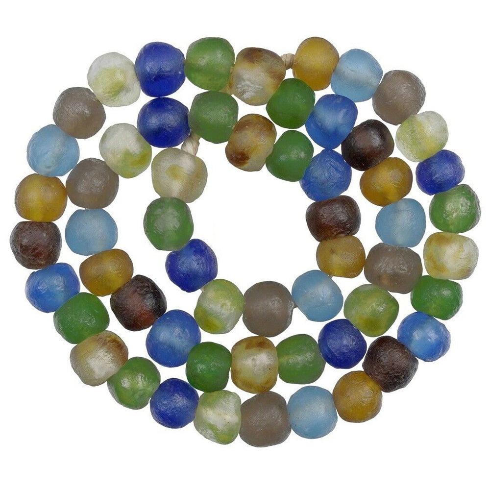 New African trade beads Ghana Krobo recycled powder glass beads translucent mix - Tribalgh