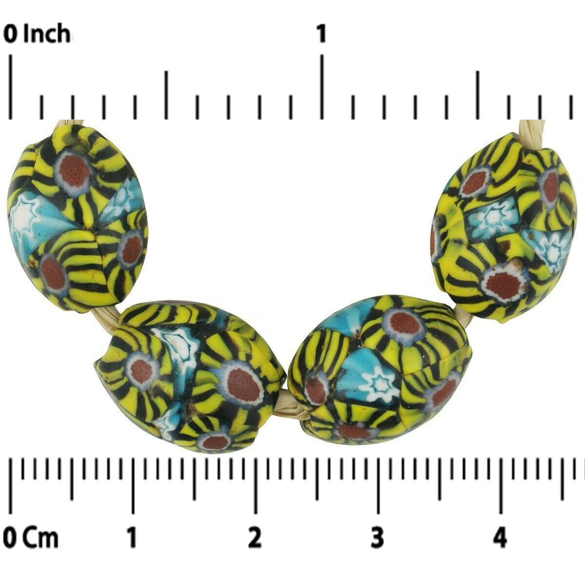 African Trade Beads Antique Millefiori Venetian Murano Glass Mosaic - close-up