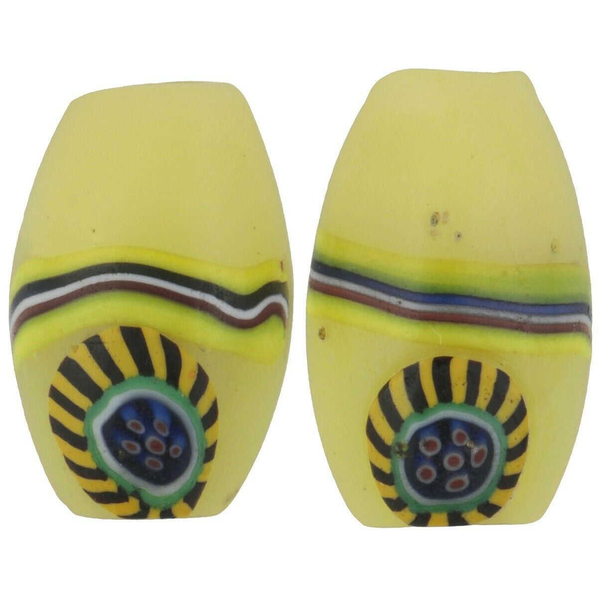 Cuentas comerciales africanas antiguas Pavo real oval Millefiori vidrio veneciano - Tribalgh