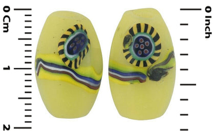 Antike afrikanische Handelsperlen Pfau Oval Millefiori Venezianisches Glas - Tribalgh