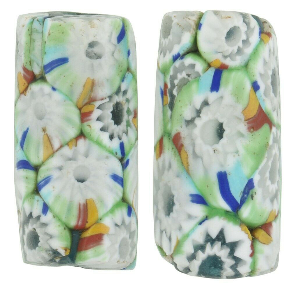Antike Perlen Venezianisches Millefiori Murano-Mosaikglas Afrikanischer Handel - Tribalgh