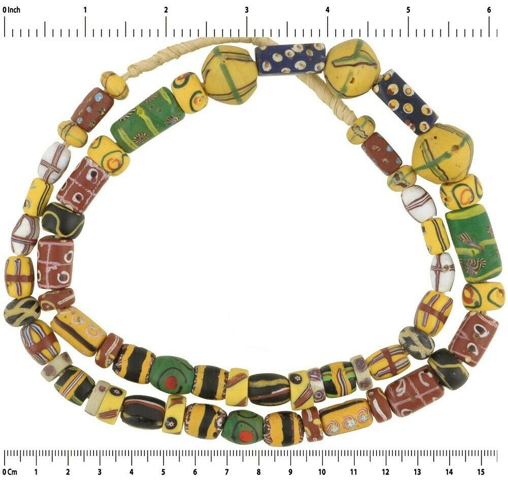 Old African trade beads mix Venetian glass beads fancy millefiori eye King beads - Tribalgh