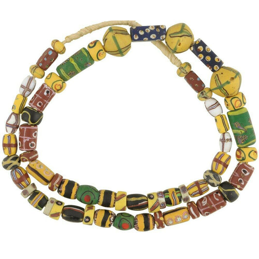 Παλιές αφρικανικές εμπορικές χάντρες αναμειγνύονται βενετσιάνικα γυάλινες χάντρες φανταχτερό μάτι millefiori Βασιλικές χάντρες - Tribalgh