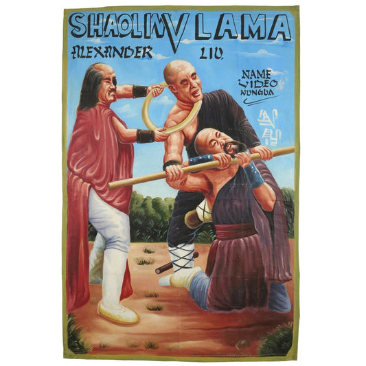 Shaolin vs. Lama-Filmplakat, handgemalt in Ghana für den lokalen Kinofilm