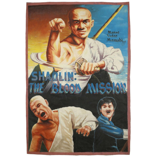 Ghana Poster del film dipinto a mano Arte del cinema africano SHAOLIN LA MISSIONE DEL SANGUE - Tribalgh