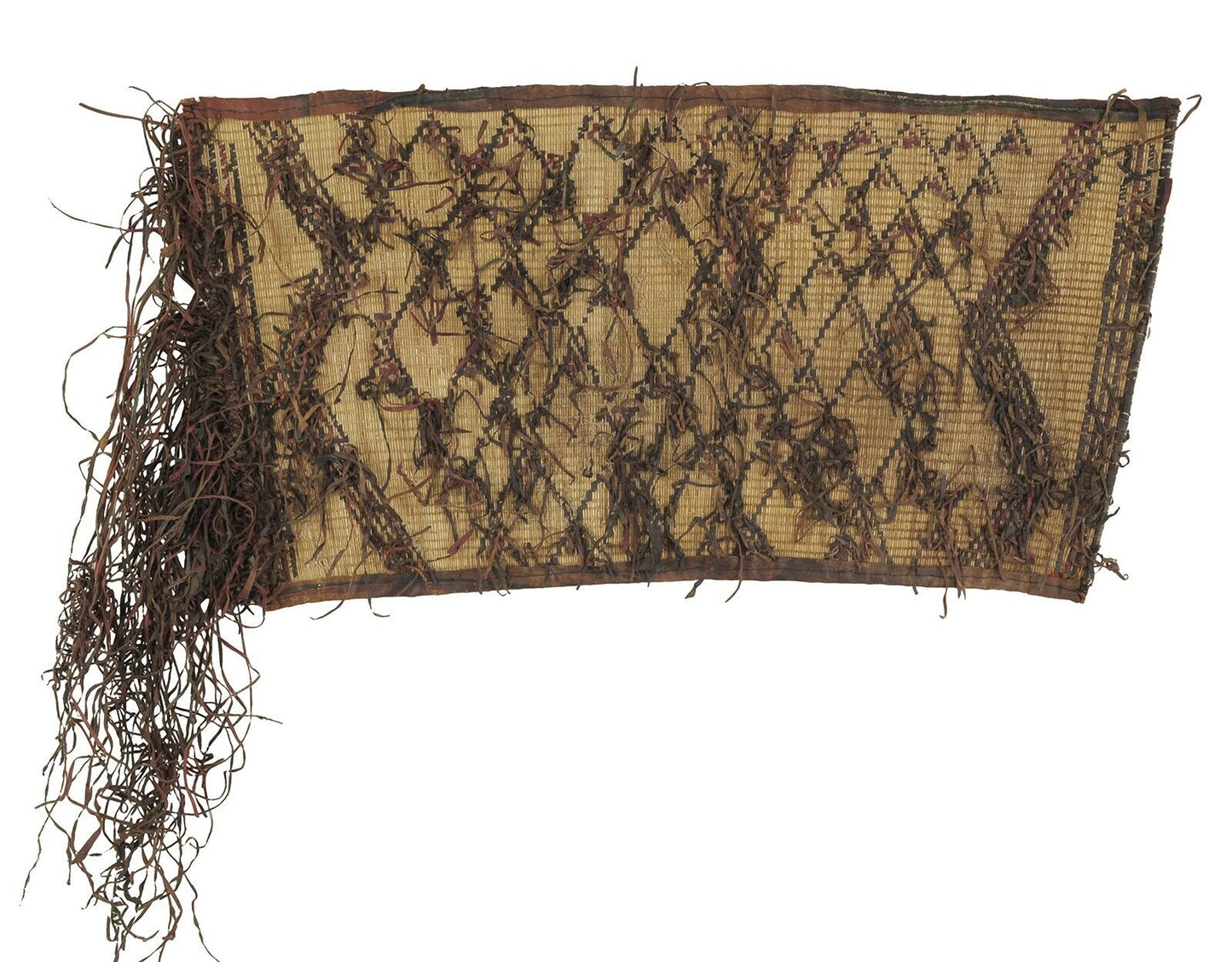 African Tuareg woven straw leather carpet mat Niger Sahara - Tribalgh