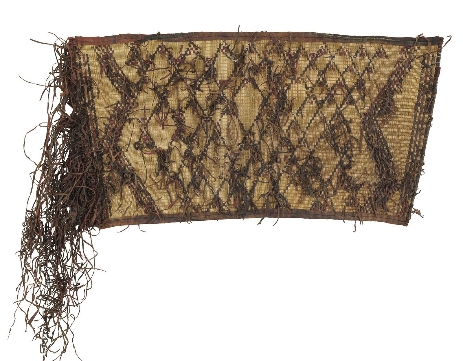African Tuareg woven straw leather carpet mat Niger Sahara - Tribalgh