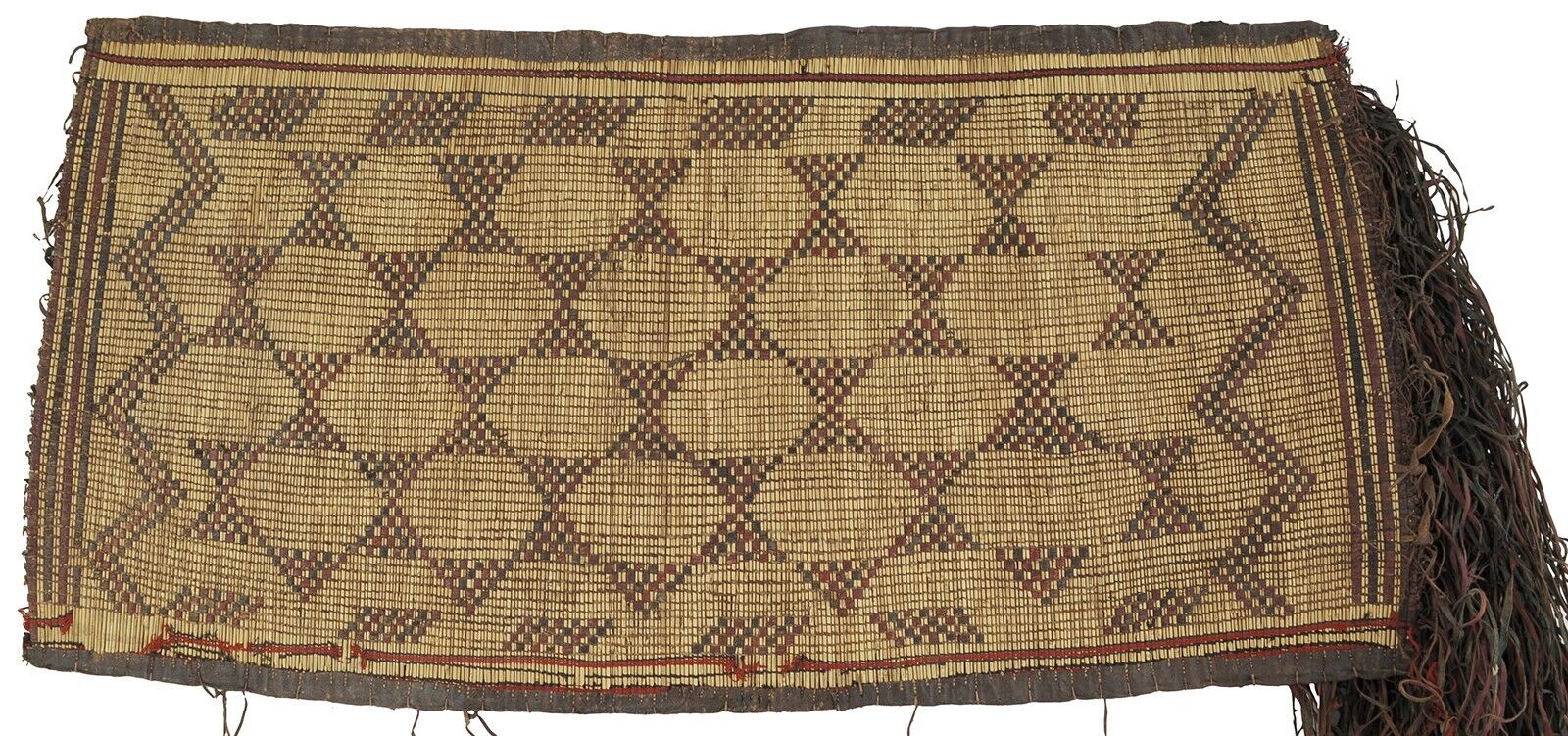African Tuareg woven straw leather carpet mat Niger Sahara - Tribalgh