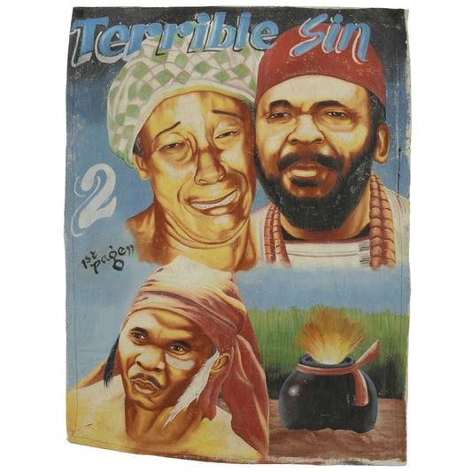 Ghana Cinema Poster del film Sacco di farina africano dipinto a mano Ghana Terrible Sin 2 - Tribalgh