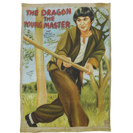 Ghana Cinema Movie Poster African Hand Painted flour sack DRAGON YOUNG MASTER - Tribalgh