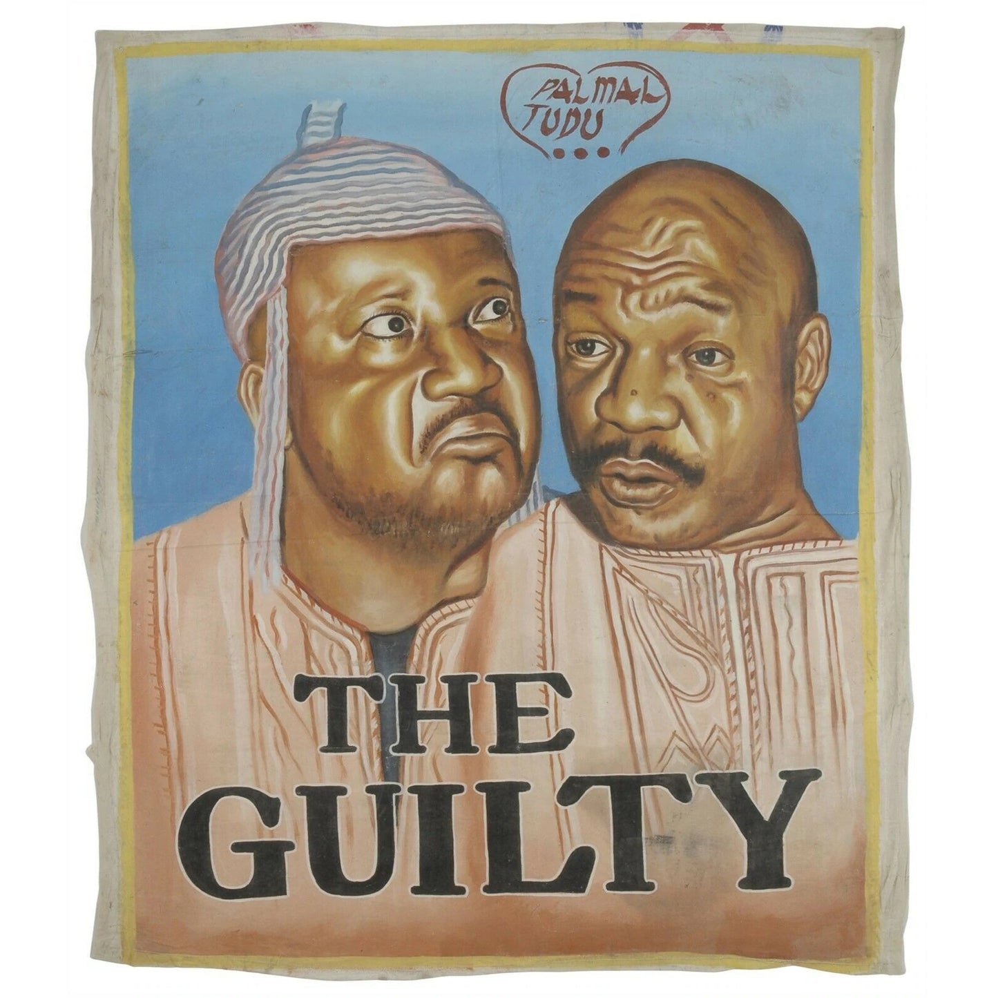 Ζωγραφισμένη στο χέρι αφίσα Κινηματογράφου της Γκάνας Αφρικανική Τέχνη από αλεύρι σακί καμβά THE GUILTY - Tribalgh