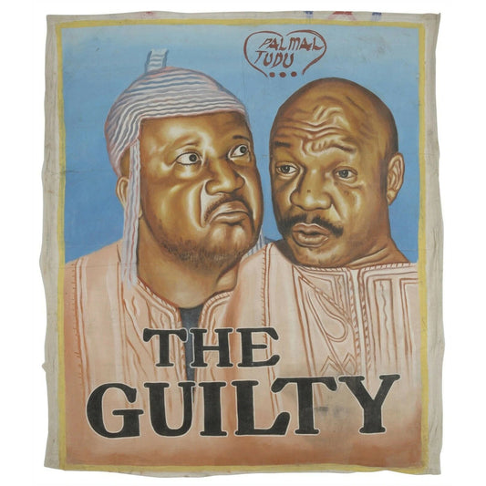 Ζωγραφισμένη στο χέρι αφίσα Κινηματογράφου της Γκάνας Αφρικανική Τέχνη από αλεύρι σακί καμβά THE GUILTY - Tribalgh