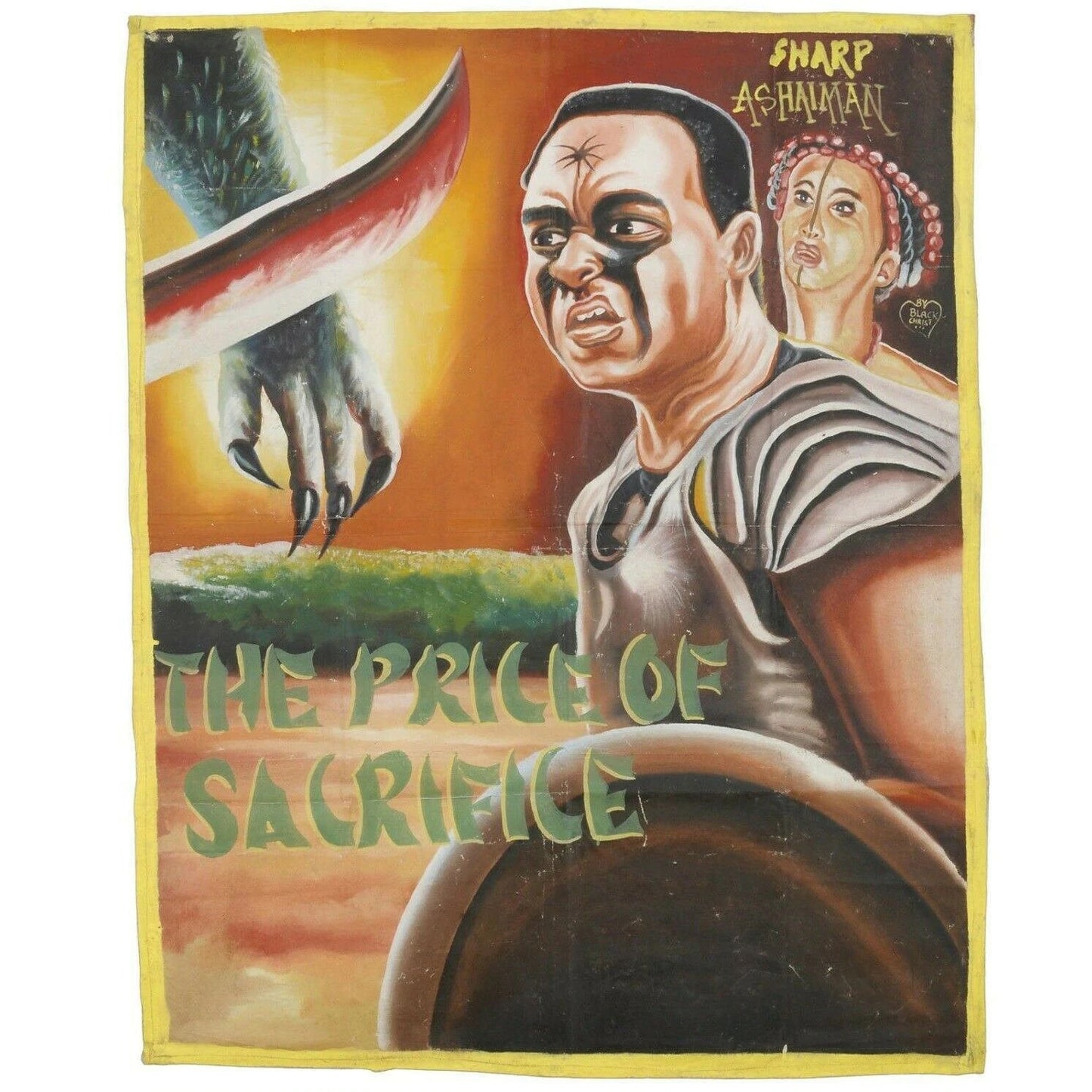 Ghana Cinema Movie poster Pittura a olio africana Arte dipinta a mano PREZZO SACRIFICIO - Tribalgh