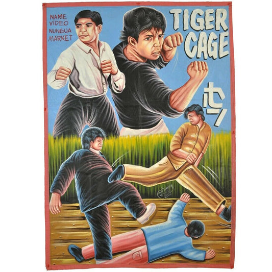 Cinema Movie poster Ghana African oil paint hand painted Art TIGER CAGE - Tribalgh